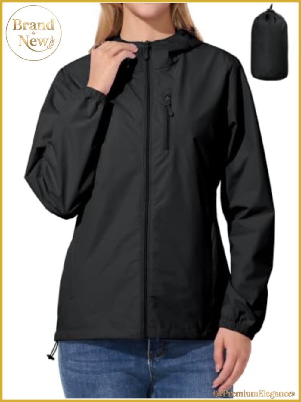 Women's Lightweight Waterproof Packable Cycling Rain Jacket with Hood